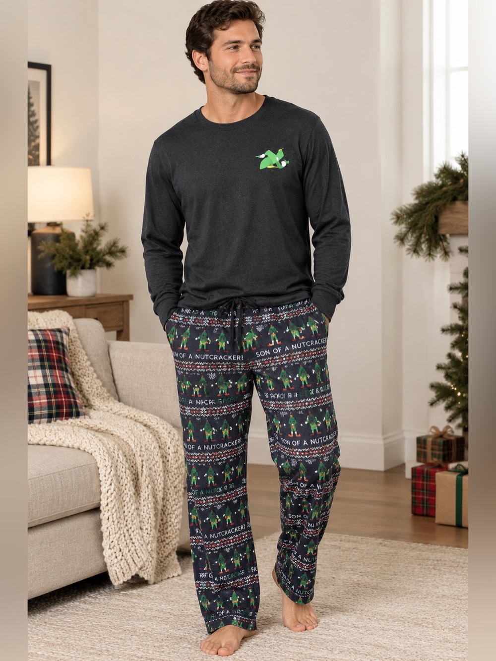 American Eagle Outfitters Black & Green Nutcracker Kids Pajama Set